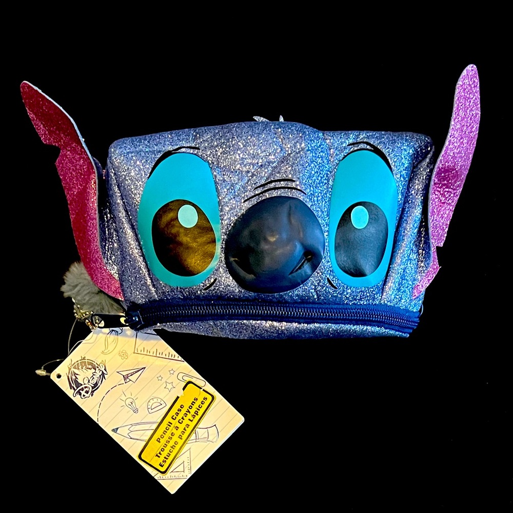 NWT Disney Stitch Sparkly 3D Pencil Case New LILO & Stitch Make Up Bag